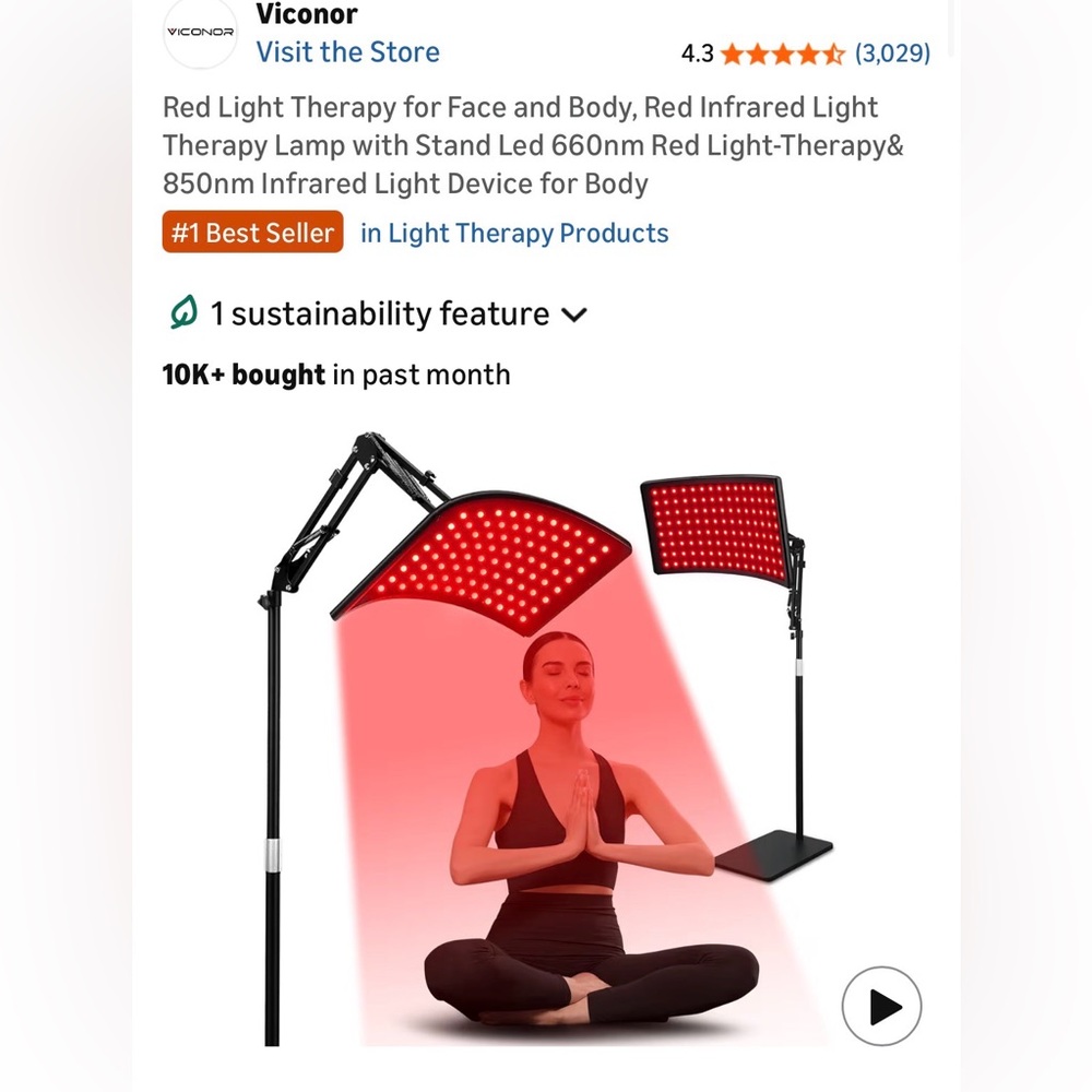 ▫️Viconor Red Light Lamp with Stand